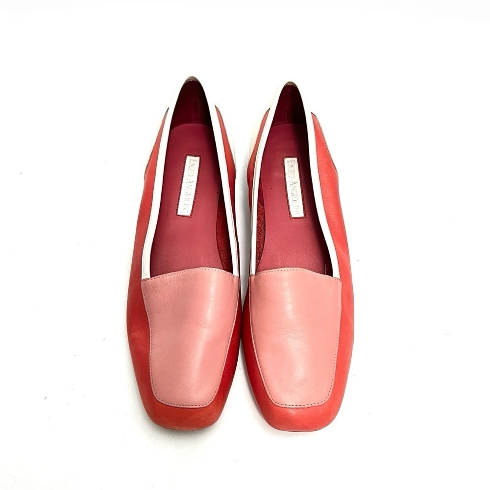 Vintage 1990s tri color pink leather loafers